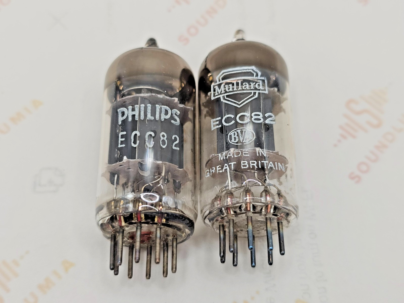 Mullard ECC82 Short Plates Matched Pair Blackburn ’67/68 Shield/Philips Near NOS