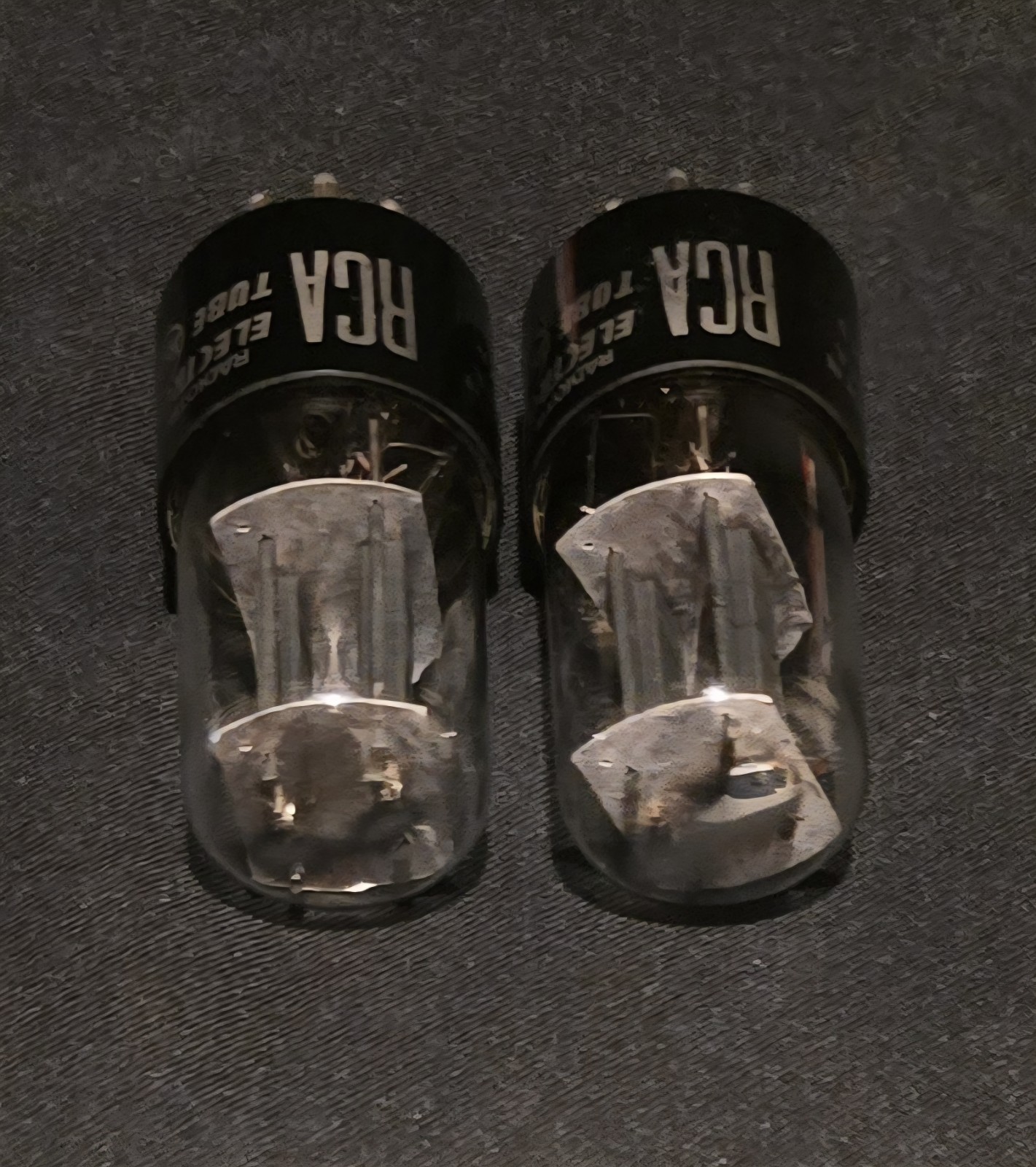 RCA 6SN7 GTB TUBE 1951 TOUGH DOGS 2 HOLE BLACK LADDER PLATES MATCHING SET