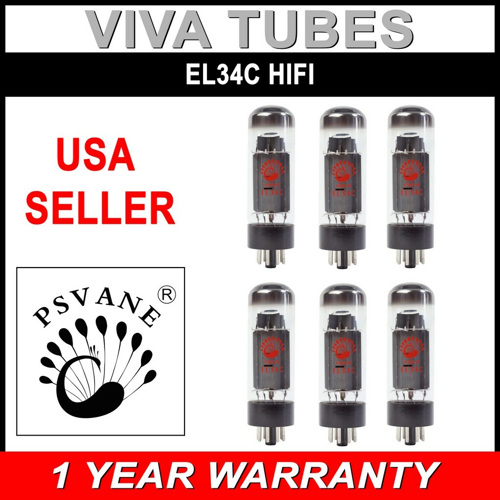 Ip Matched Sextet 6 pcs Psvane EL34C HiFi EL34-C Hi-Fi Vacuum Tubes – USA Seller