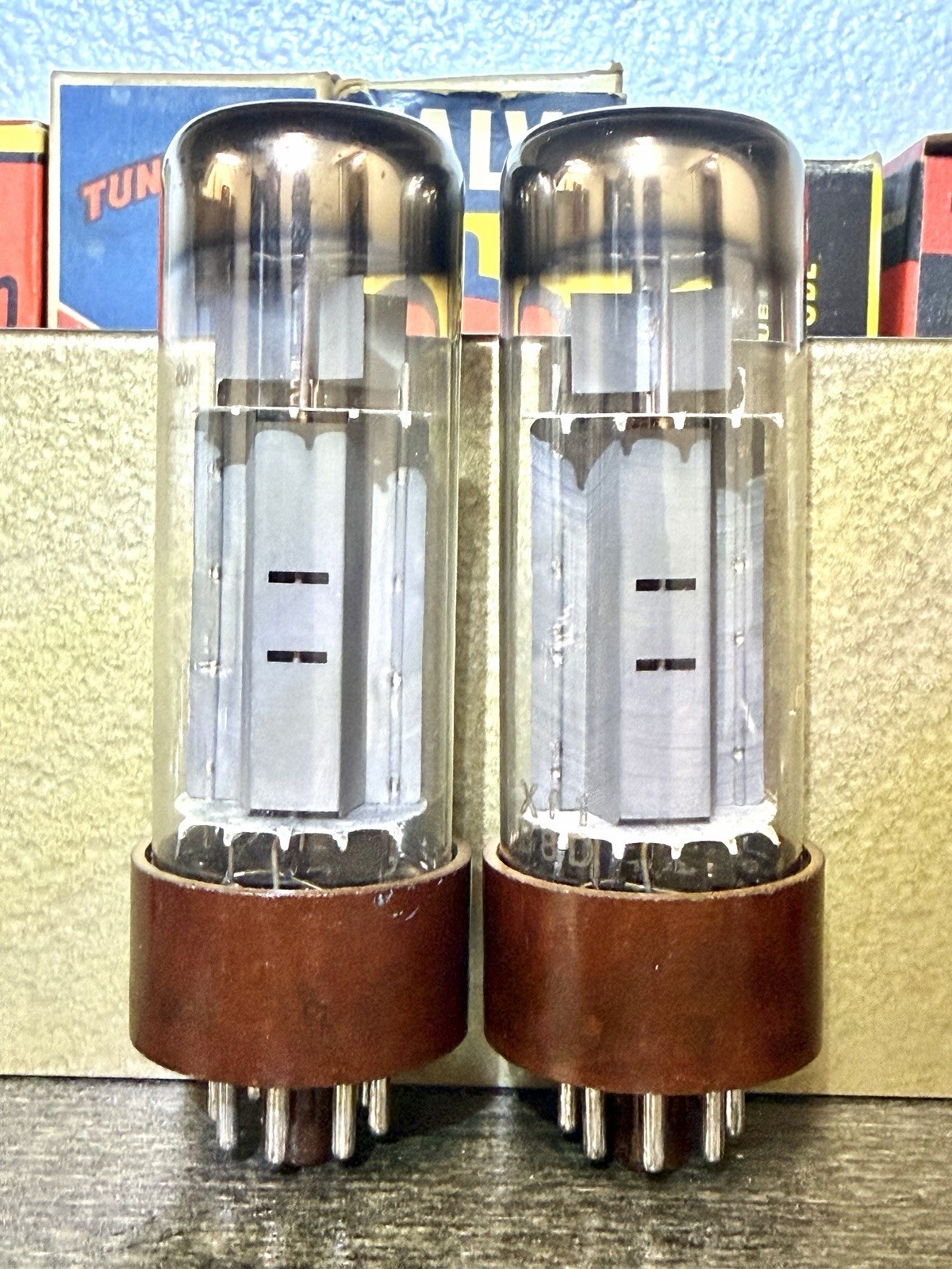 RARE 1958 1st Issue Pair Mullard xf1 EL34 Tubes TV7 Tested & All Matched Codes