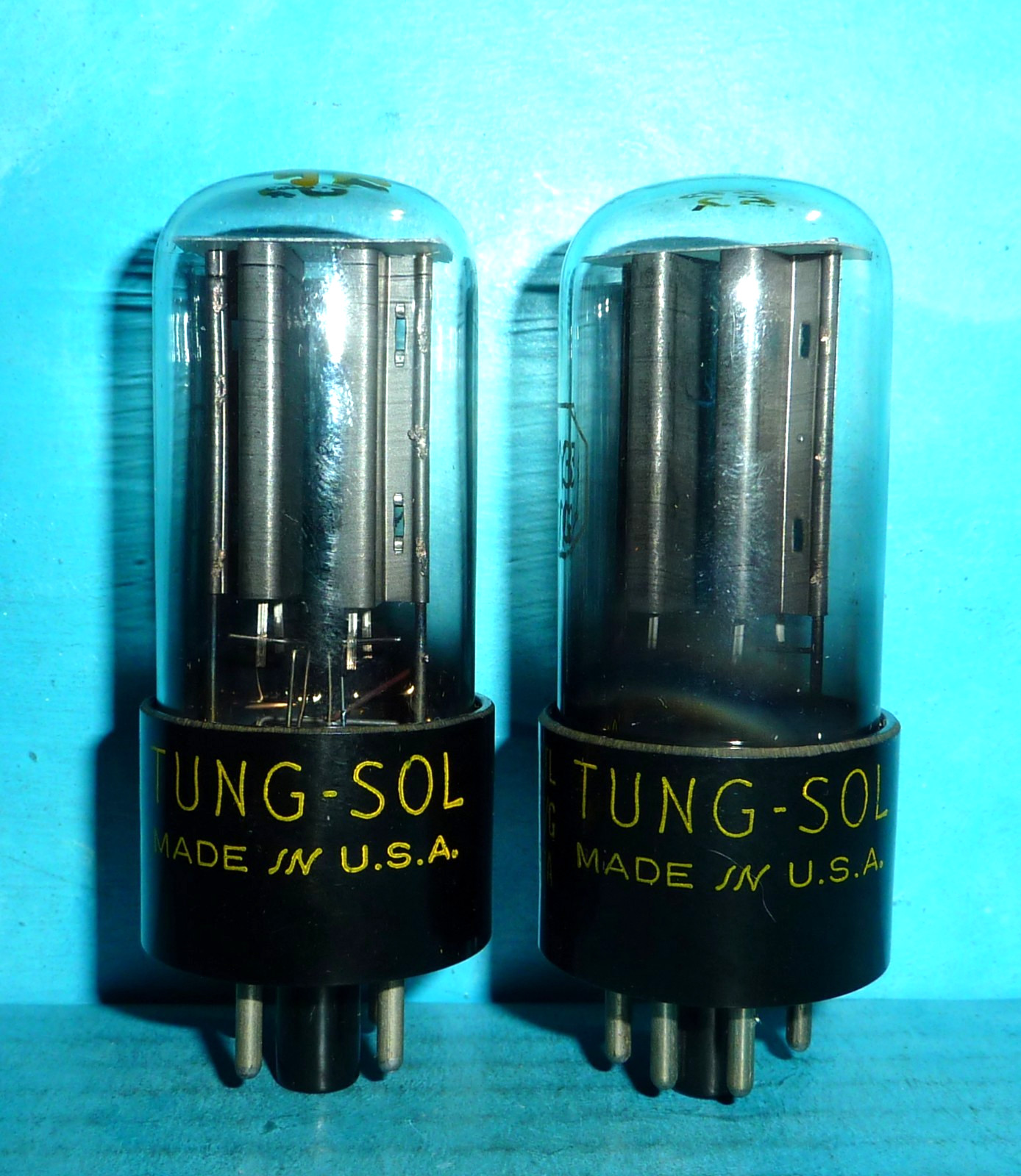 2 Tung-Sol JAN-CTL 5Y3GT/G VT-197A Rectifier Tubes Vertical D Getter Matched