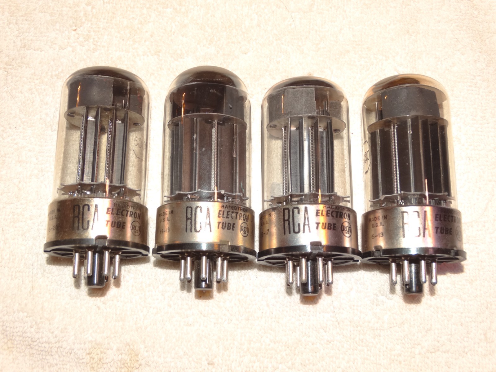 4 x 6080(6AS7) RCA Tubes*Black Plates*Very Strong Match Quad*#21
