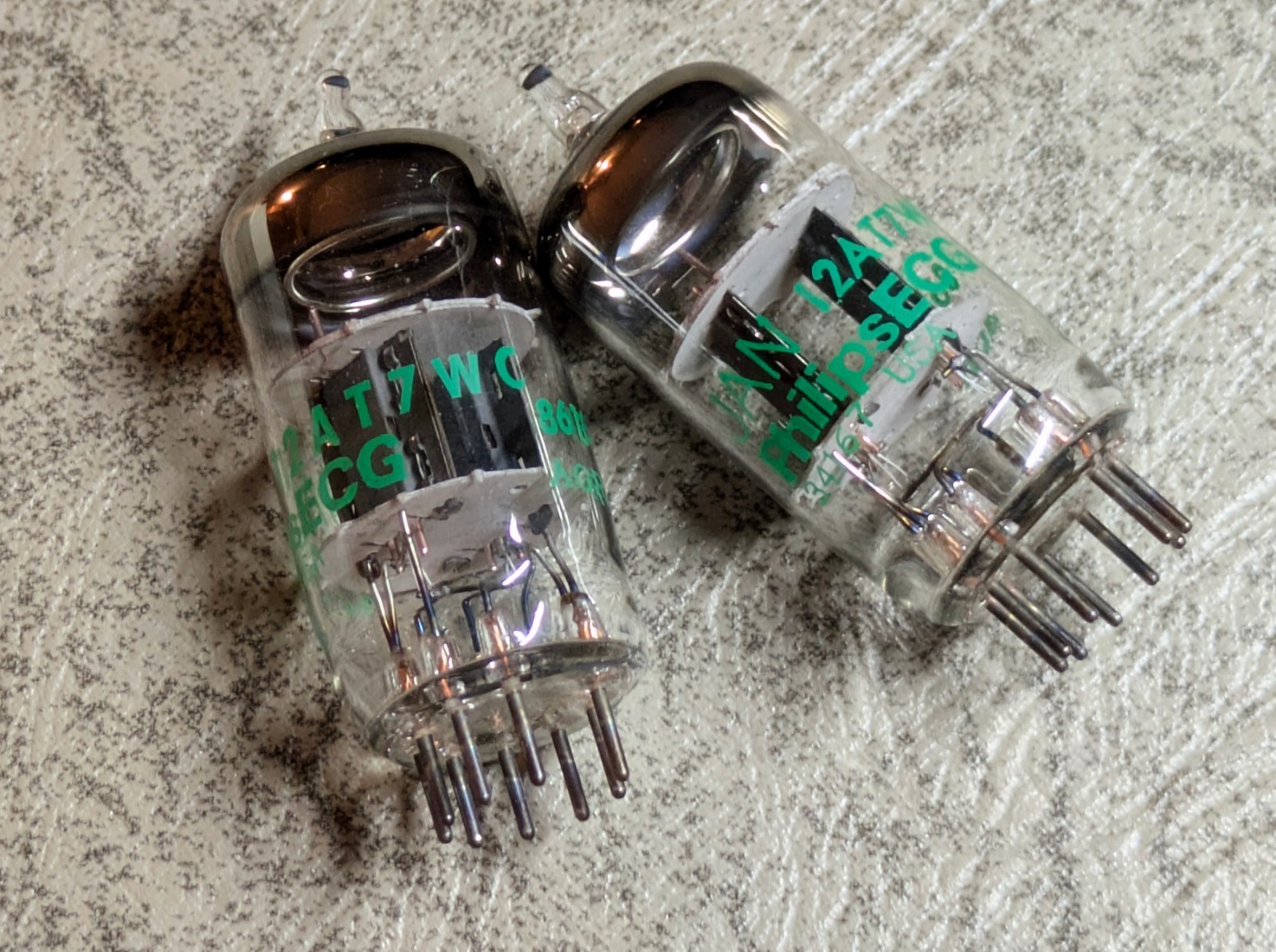 Matched Pair Philips 12AT7wc Tubes Military Spec JAN