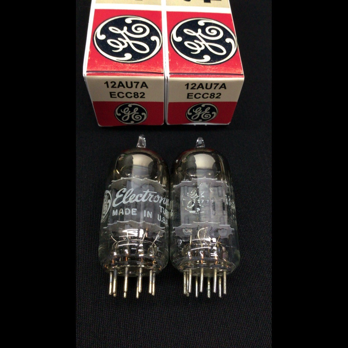MATCHED PAIR GE 12AU7A ECC82 Fat Plate Vintage VACUUM TUBES Tested 5.9317
