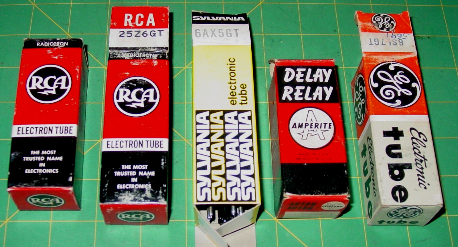 4 Vintage Electron Tubes Mixed Parts Lot RCA GE Sylvania All Test Good USA