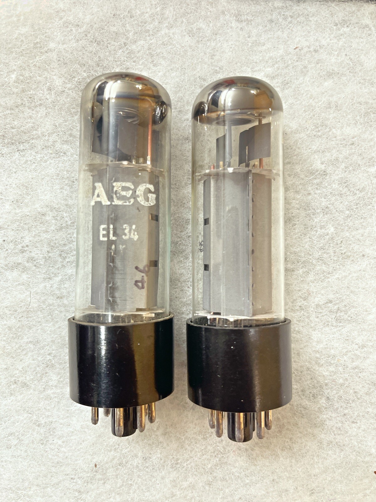 RFT AEG EL34 6CA7 Fat Base Made In Germany In 1960s Tested Strong Matched Pair