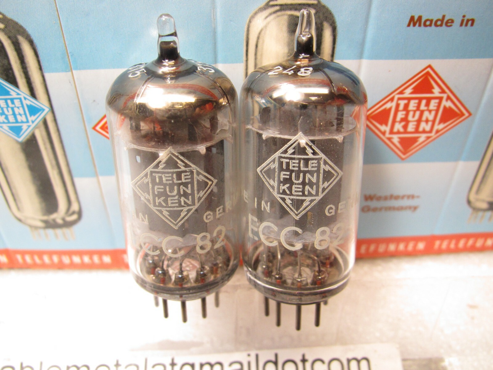 ECC82 12AU7 TELEFUNKEN SMOOTH PLATES PLATINUM MATCHED PAIR TV7 tested #TU4