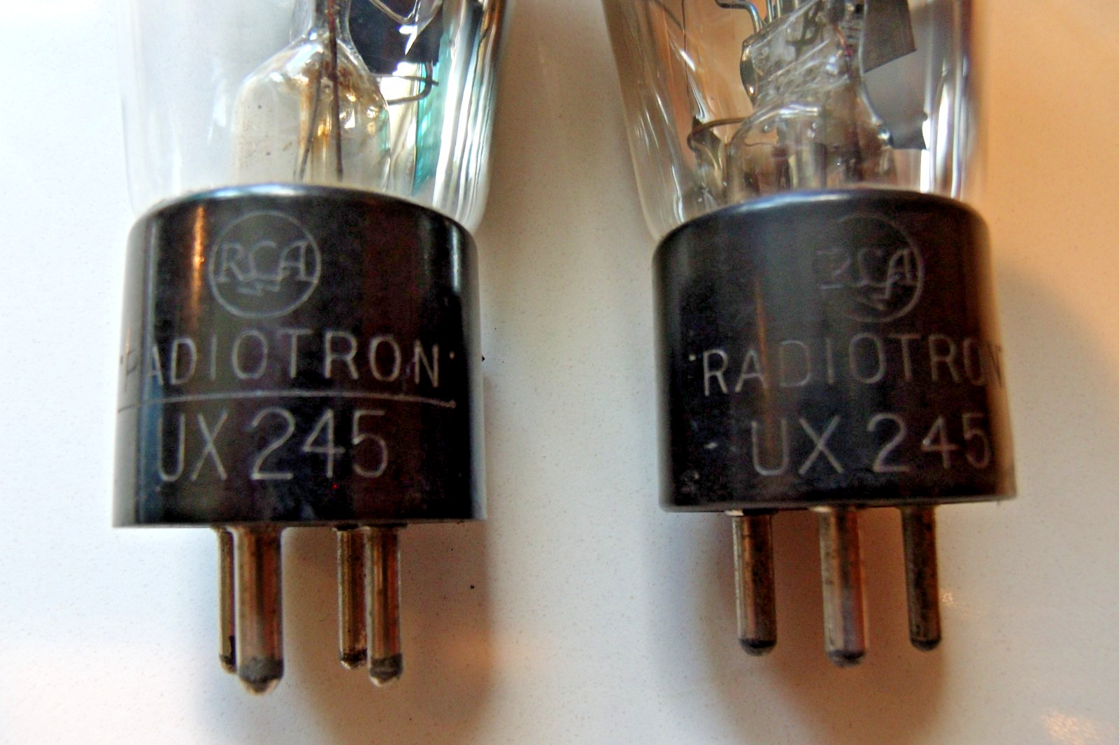 Clean Vintage Pair of RCA Radiotron UX245 Globe Vacuum Tubes- Untested