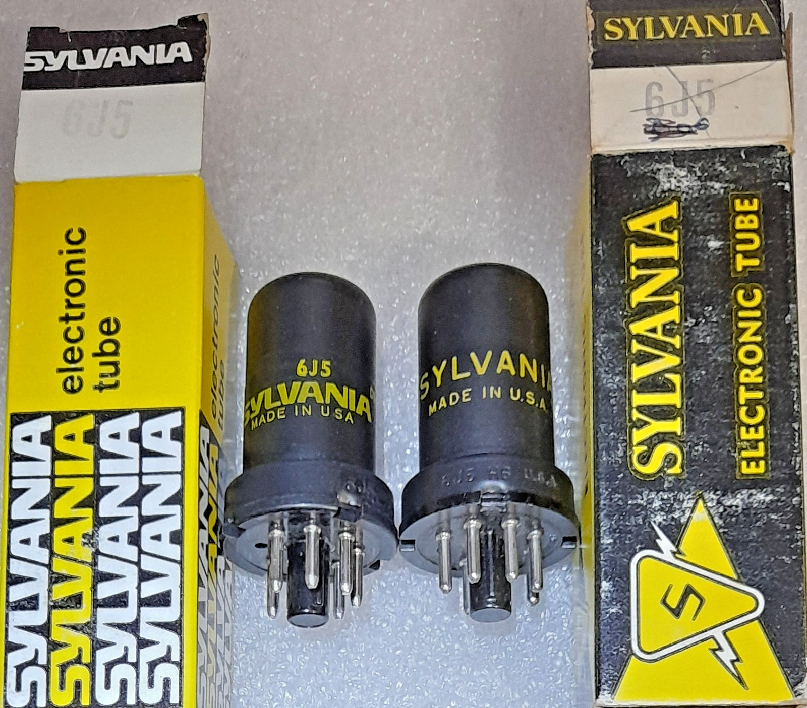 Matched Pair 6J5 Sylvania NOS Vacuum Tubes, TV-7D Tested – will combine ship
