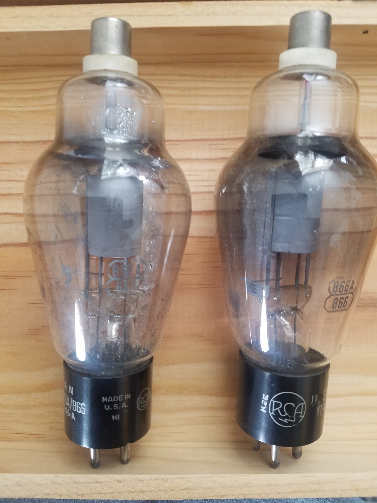 Set of Two RCA 866A Mercury Vacuum Tubes Matched Pair Vintage