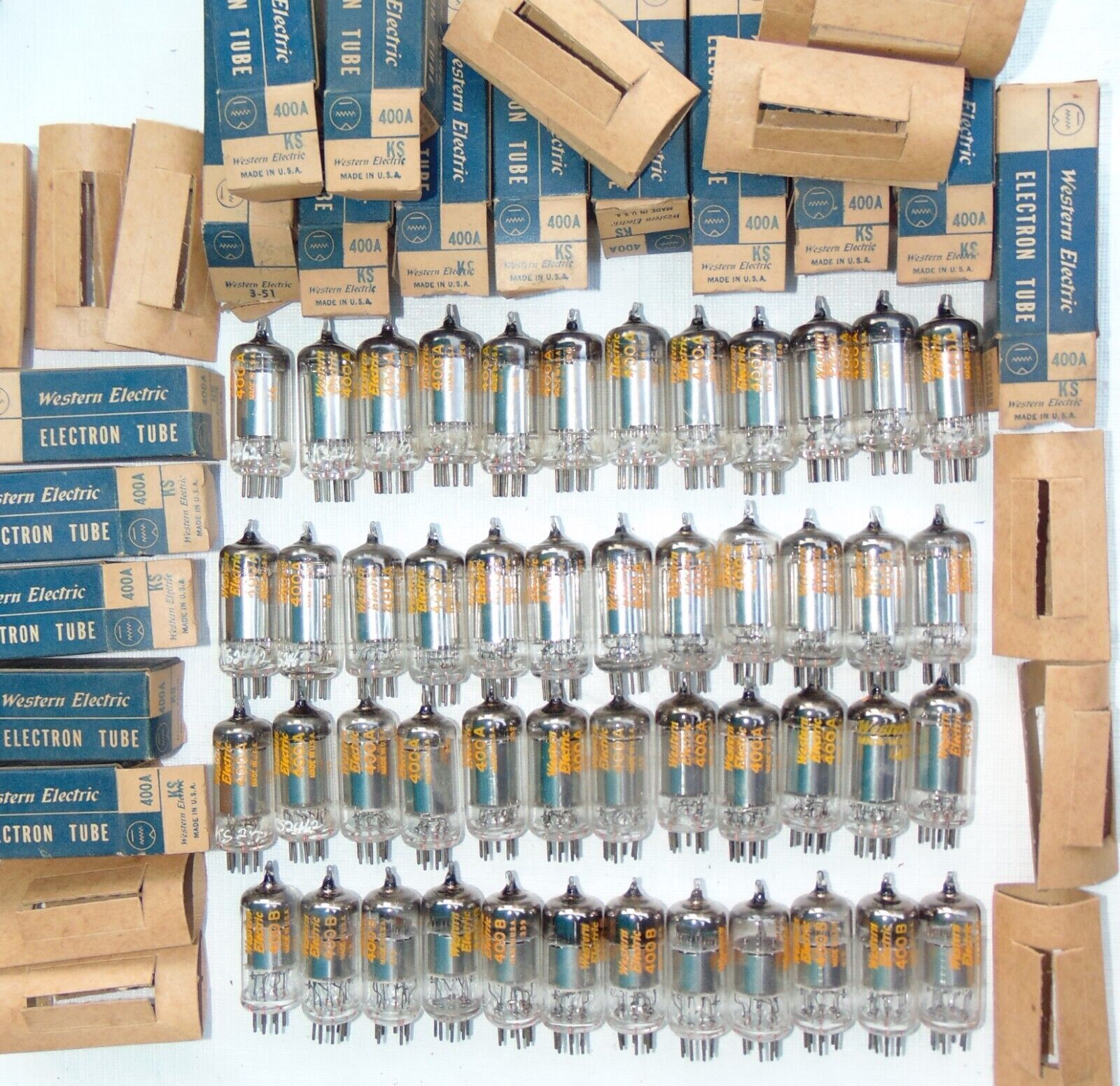 BIG LOT OF 48 NOS & NIB WESTERN ELECTRIC TUBES 400A & 400B HIGH GRADE SIM TO 1R5