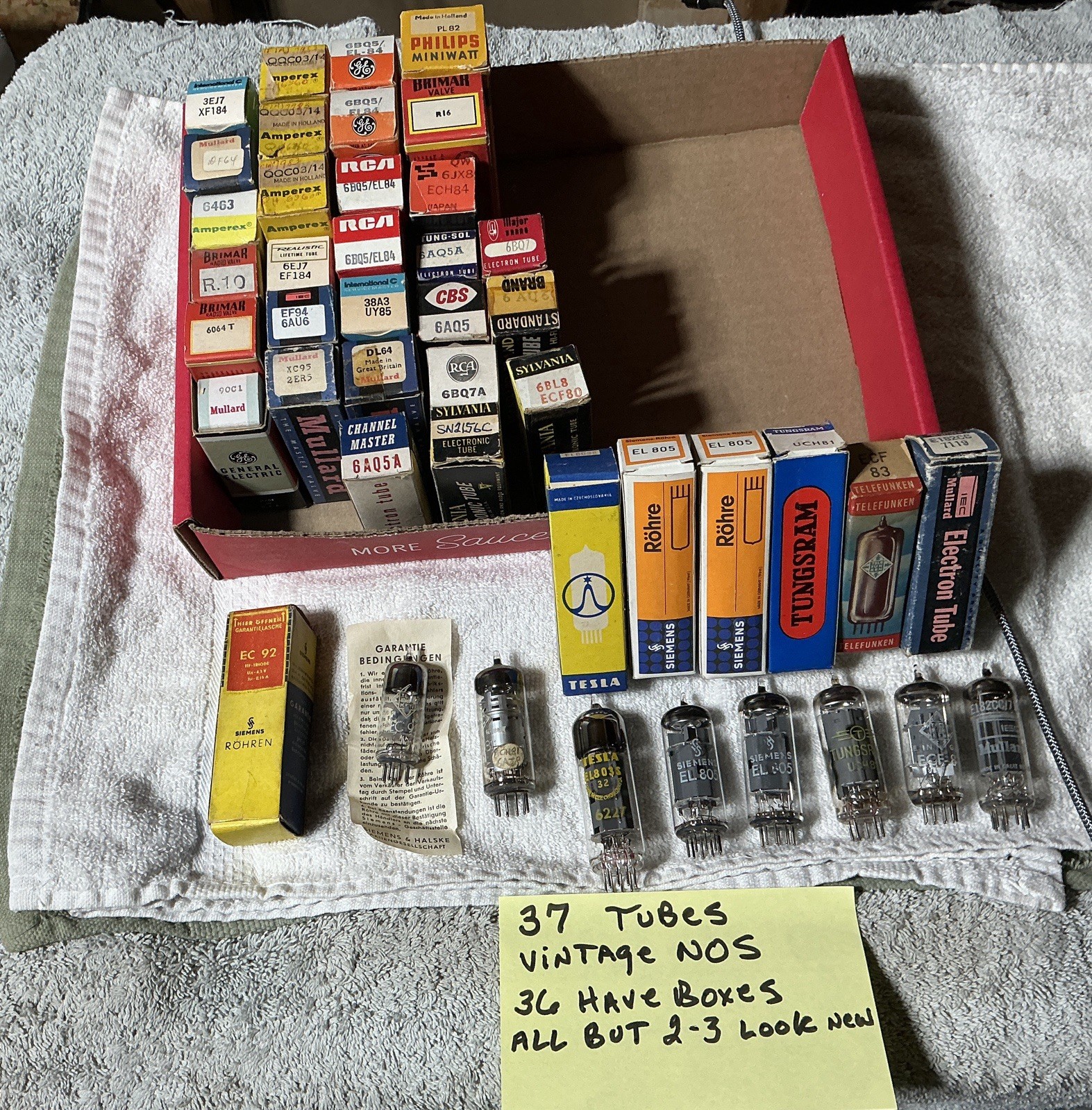 37 NOS VACUUM TUBES BRIMAR Telefunken Mullard TESLA Siemens EC92 EL805 84 ECF83