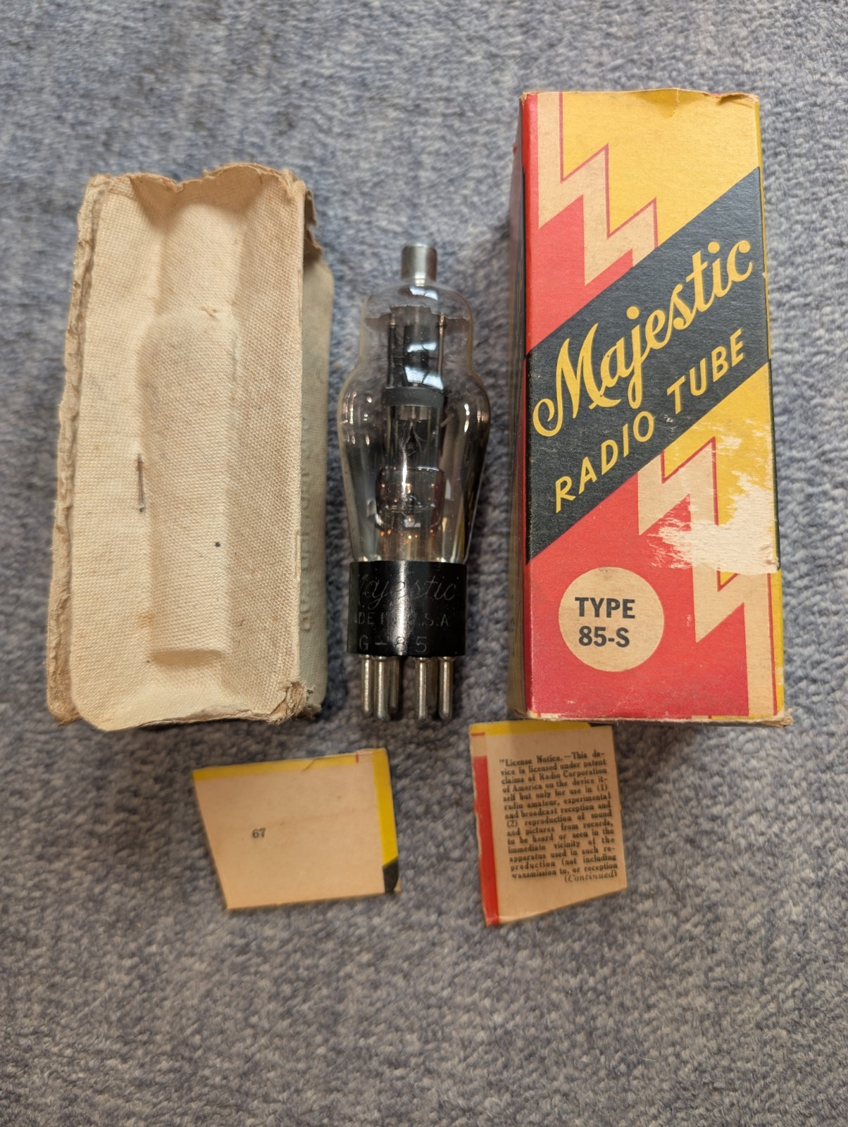 1 Majestic Radio Tube TYPE G-85/Type 85-S Radio Tube! ORIGINAL BOX! Please Read!