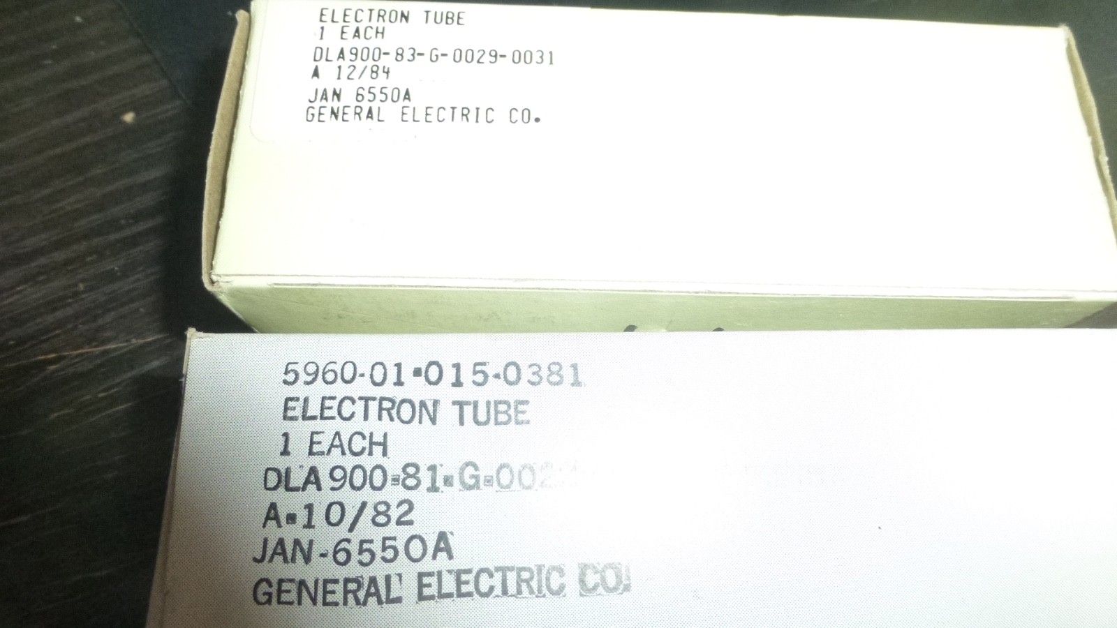 GE 6550A PAIR -USA JAN Military green print- poss NOS PAIR!!