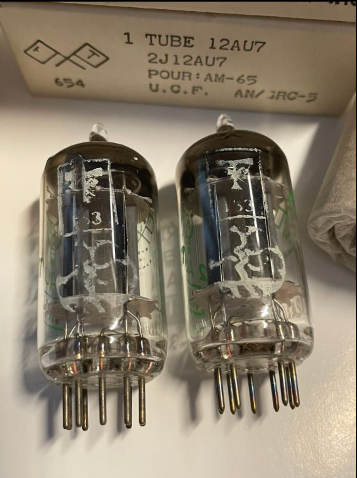 RARE MIL Pair NOS/NIB tubes ECC82 12AU7 RT MAZDA BELVU year 1958 – ECC802S