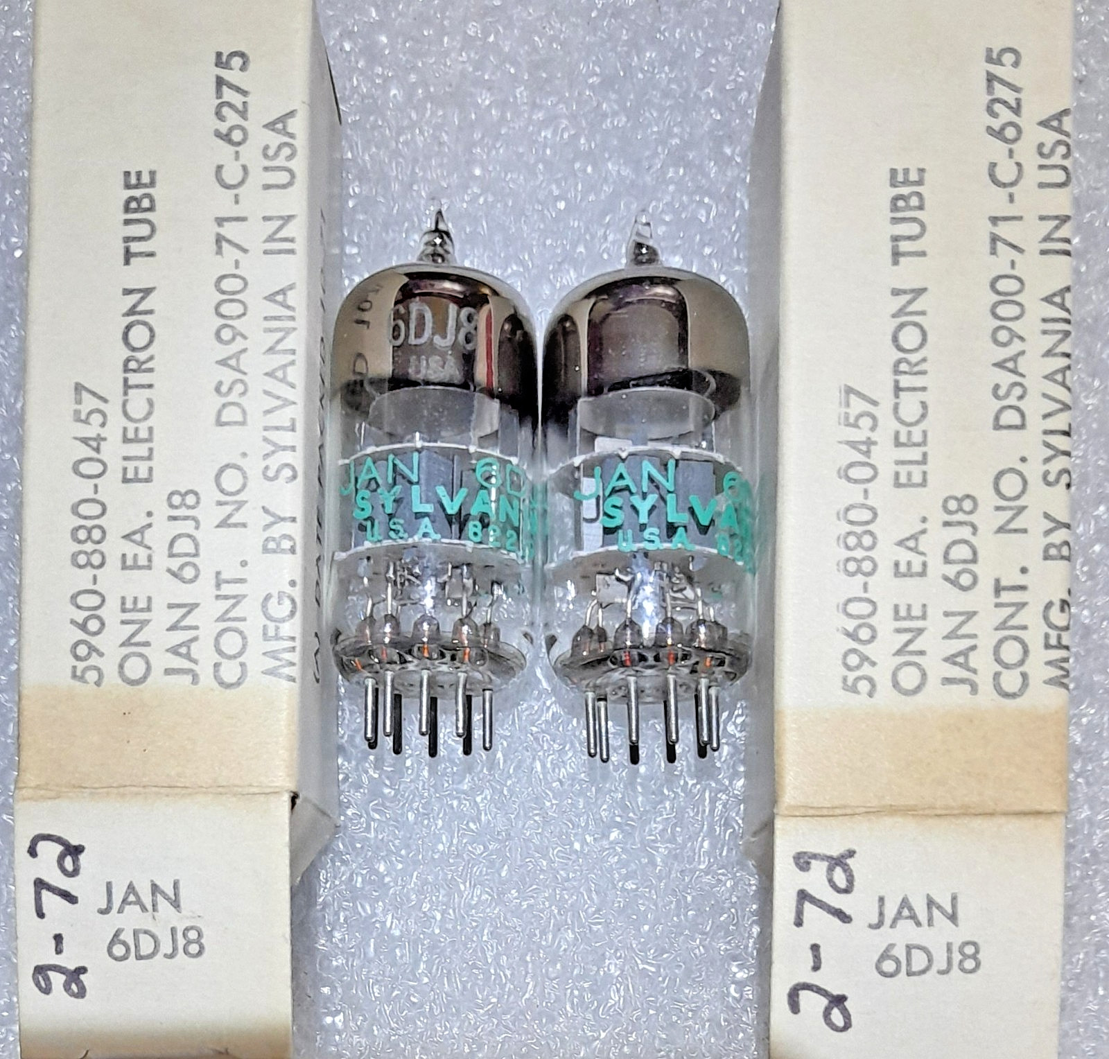 Pair JAN 6DJ8 Sylvania NOS same code Vacuum Tubes, TV-7D Tested – will combine