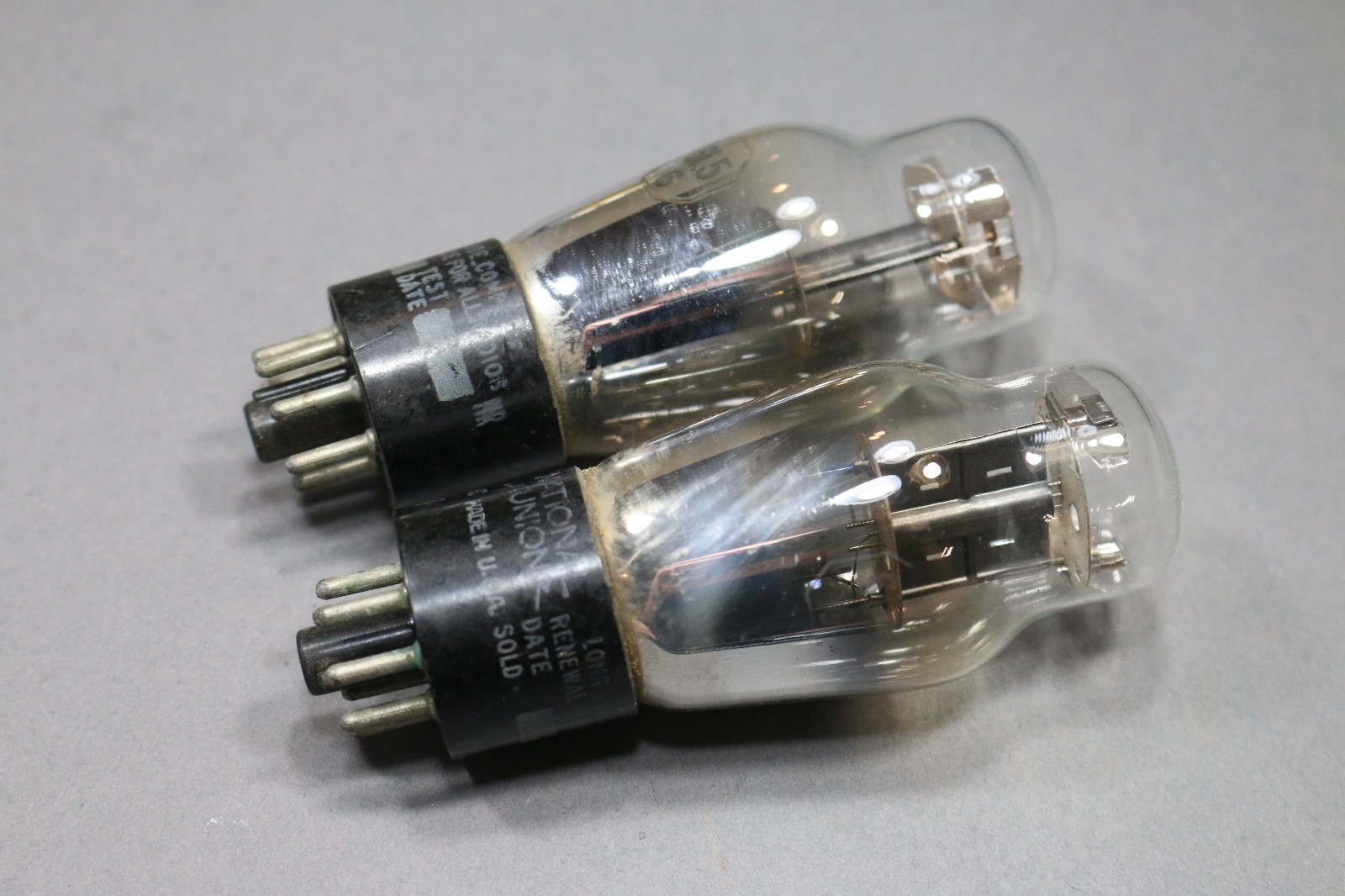 Pair Vintage National Union 6L5G 6L5 Vacuum Tube Foil D Getters Hickok Tested