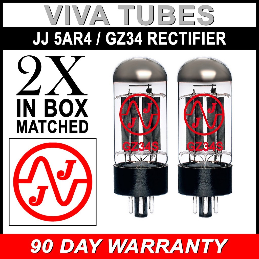 JJ Electronic Matched Pair (2) GZ34 / 5AR4 Rectifier Vacuum Tubes – Brand New