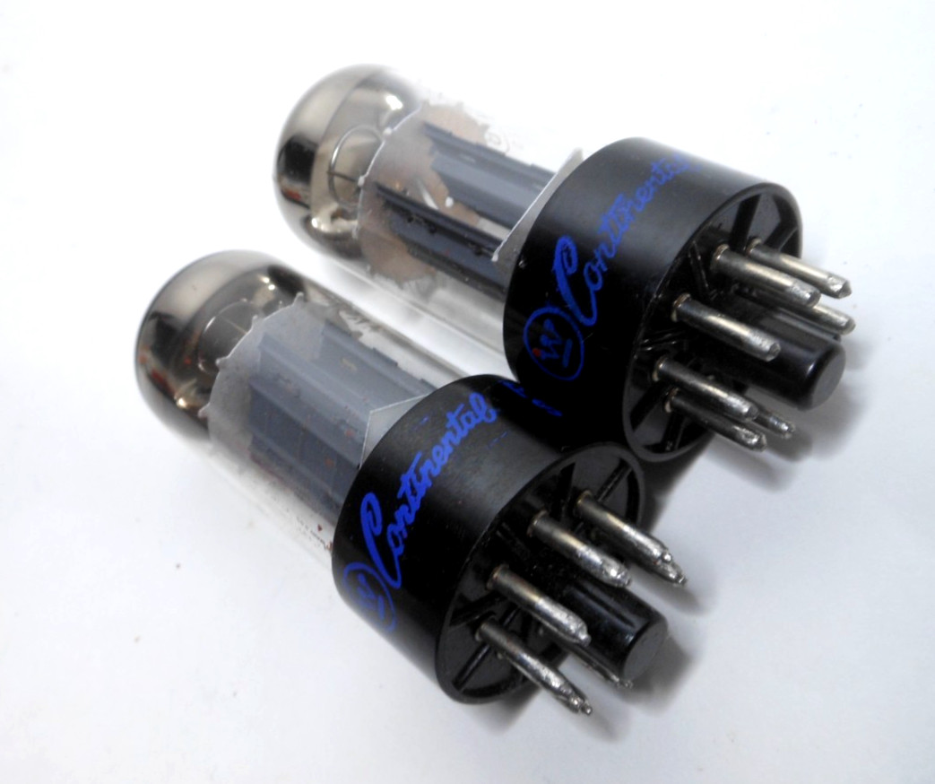 Matched PAIR 6SN7GTB Tubes Hit-Ray Japan Flat Plate Chrome Top – Used Test ~NOS