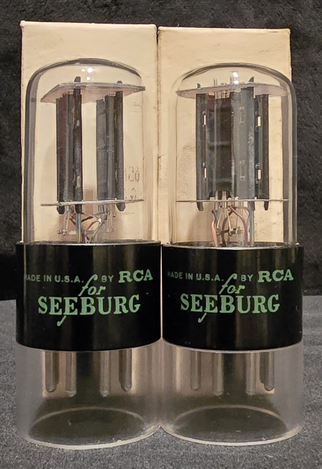 RCA SEEBURG 6SN7GTB TUBE STAGGERED PLATE 2 HOLE TOUGH DOGs PERFECT MATCHING SET