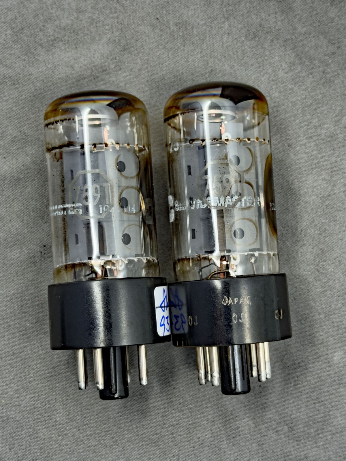 (2) Matsushita Mullard 7591A Power Tubes 3 Hole Gray Plates Japan Test Strong
