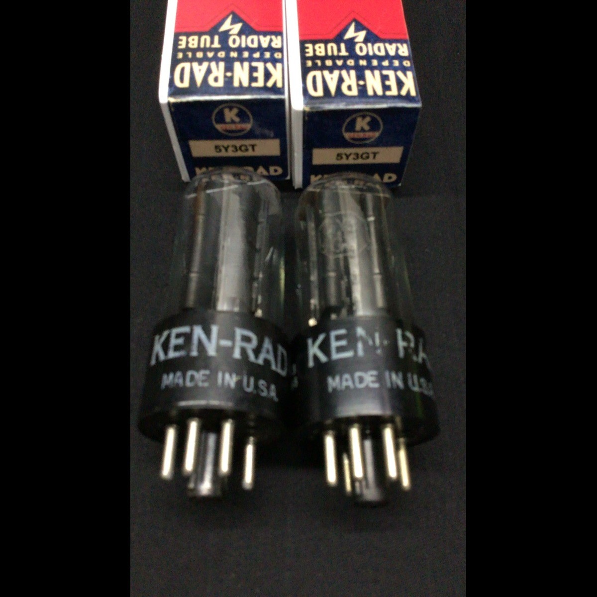 GREAT PAIR KEN RAD 5Y3GT Black Plate VINTAGE Rectifier VACUUM TUBES O.9759