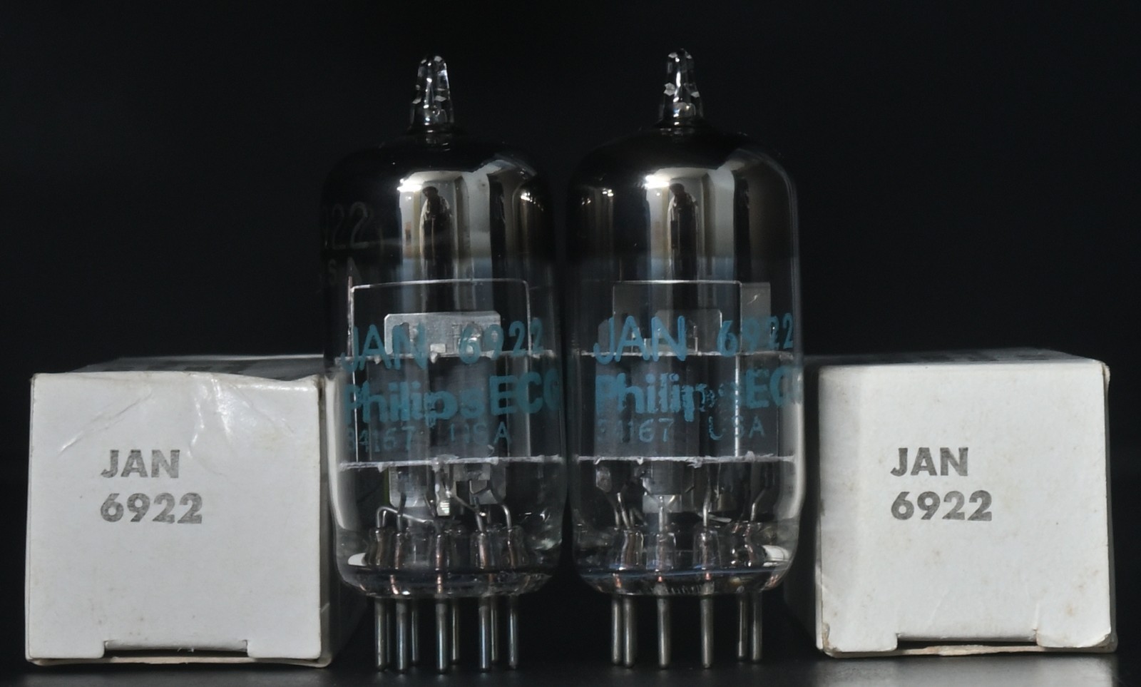 2x 1980’s Philips JAN 6922/E88CC Military Grade USA Made Amplitrex Tested Tube