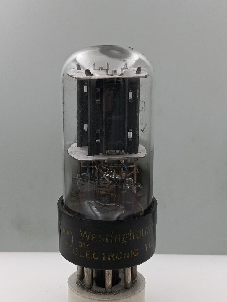 Strong Westinghouse 6SN7GTB Black Plates Bottom D Getter Serious Tubes D971