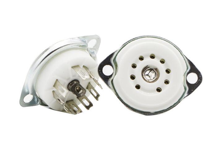 10pc 9pin gold ceramic Chassis mount tube socket for EL84 12AX7 ECC83 ECC82
