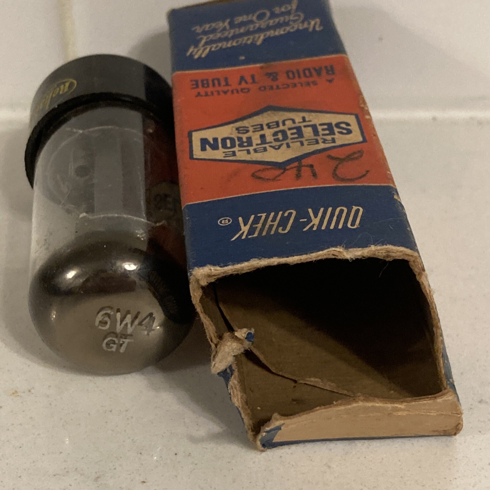 Vintage Reliable Selectron 6W4GT Double Triode TV Tube Valve with box