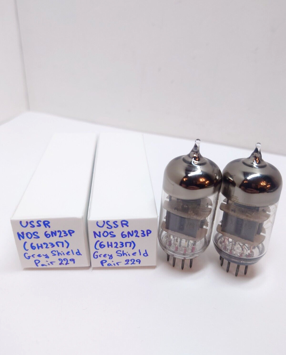 NOS 2pc USSR Voskhod Soviet 6N23P 6DJ8 6Н23П Tested VACUUM TUBE Rare Grey Shield