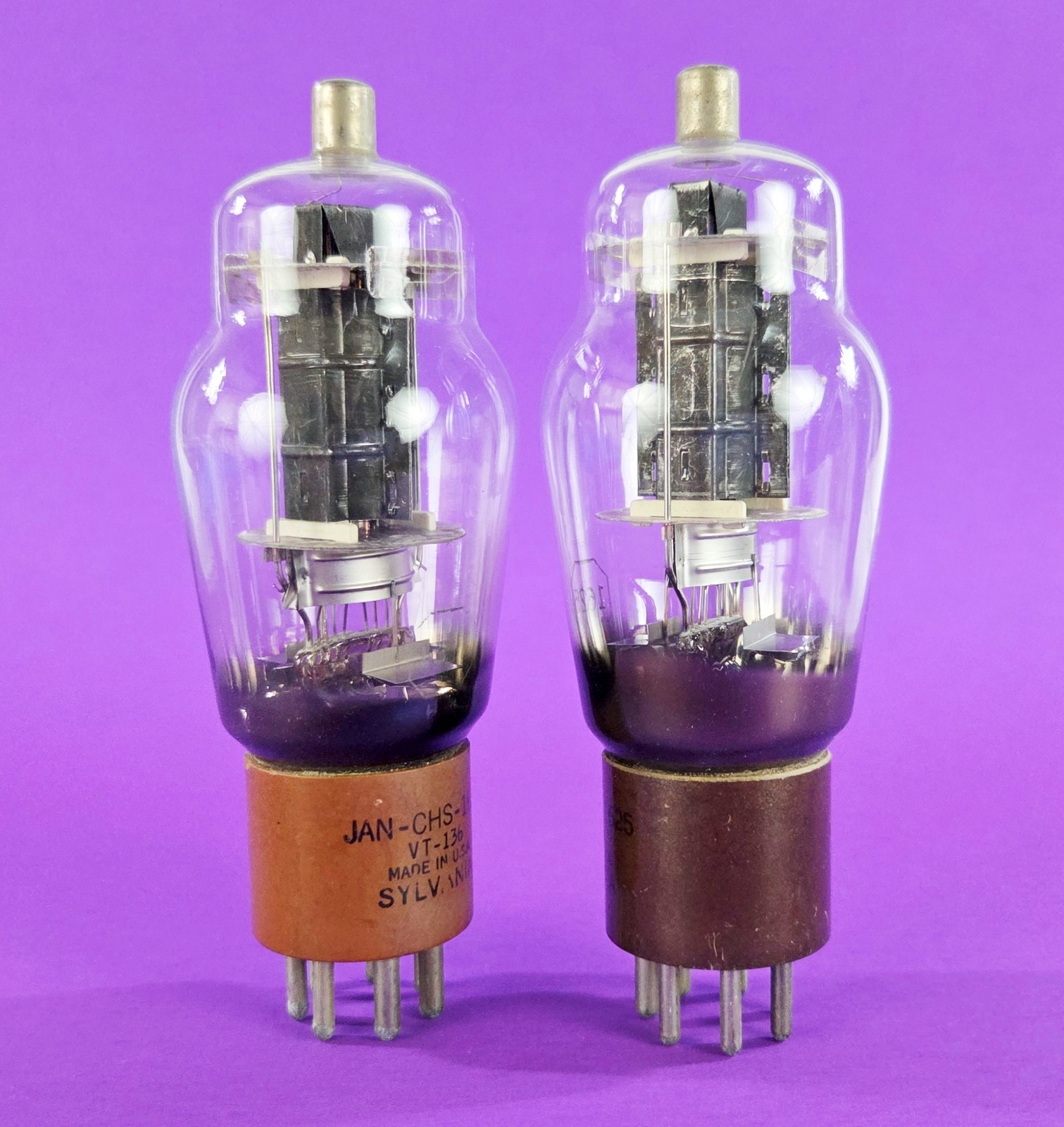 SYLVANIA JAN-CHS-1625 VT-136 VACUUM TUBES BROWN BASE TESTED * STRONG!
