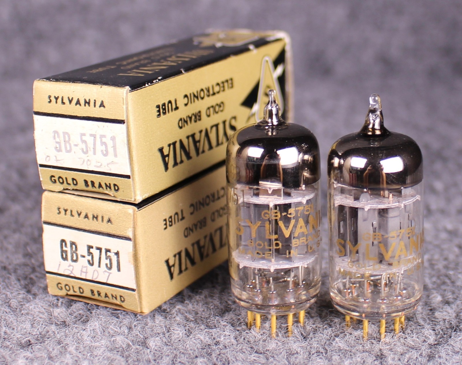 (2) MATCHED Sylvania 3-Mica 5751 Gold Brand Tubes ~ Gold Pins ~ TEST STRONG!