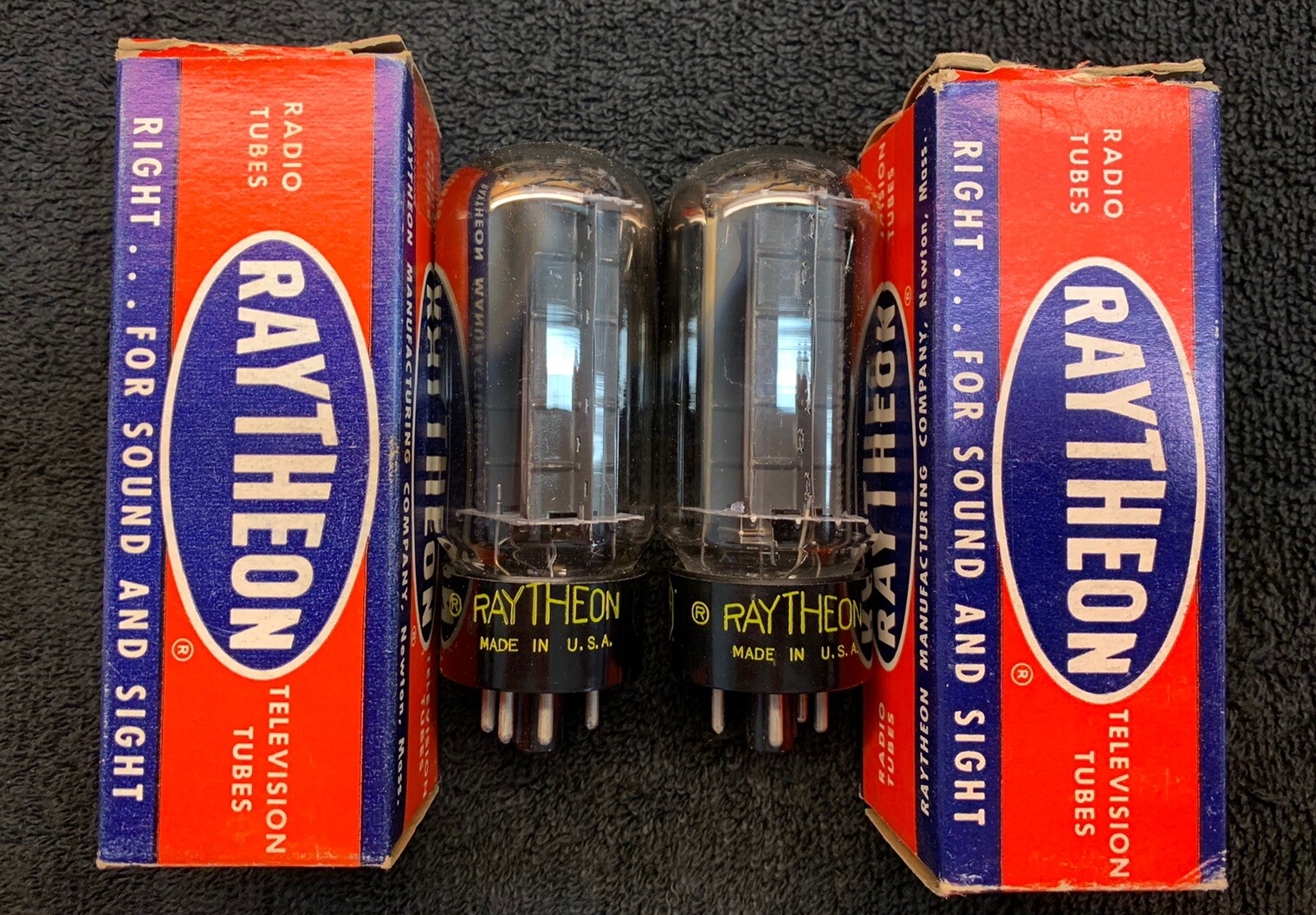 2 NOS NIB Matched Raytheon 5U4GA Rectifier Tubes USA 1950’s