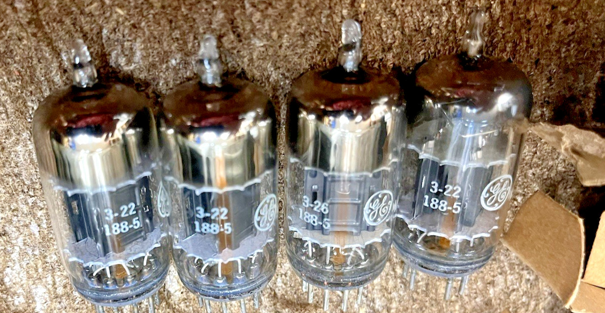 RARE NOS NIB QUAD JG 5814 12AU7 ECC82 TUBES G.E *1953 NEW USA MADE SQUARE GETTER