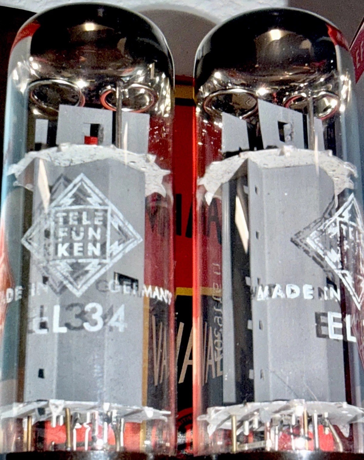 MATCHED PAIR ORIGINAL TELEFUNKEN GERMANY EL34 OO GETTER TUBES TESTED NOS & MATCH
