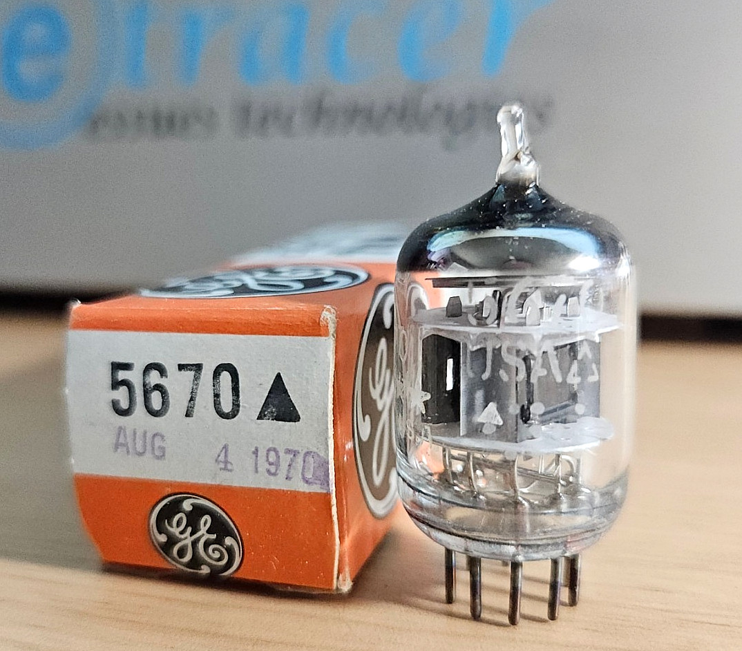 5670 2C51 GENERAL ELECTRIC 5 STAR BLACK PLATE AUDIO TUBE NOS NIB (1970) #12B49