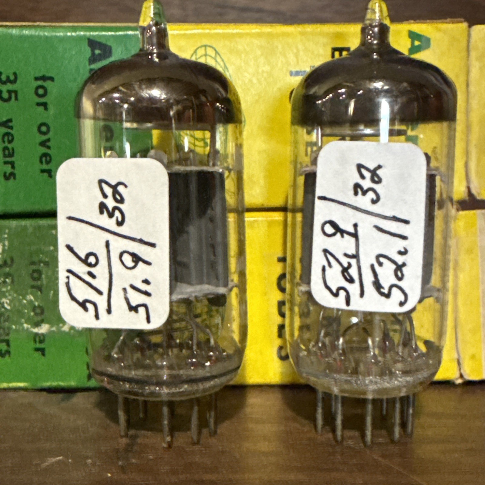 AMPEREX 12AX7 ECC83 BUGLE BOY 1964 HOLLAND PERFECTLY MATCHED PAIR NIB TV7 Tested