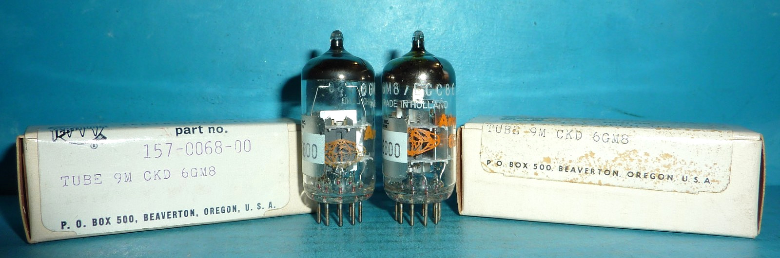 2 Amperex Orange Globe 6GM8 ECC86 Tubes Tektronix NOS Matched Tested-