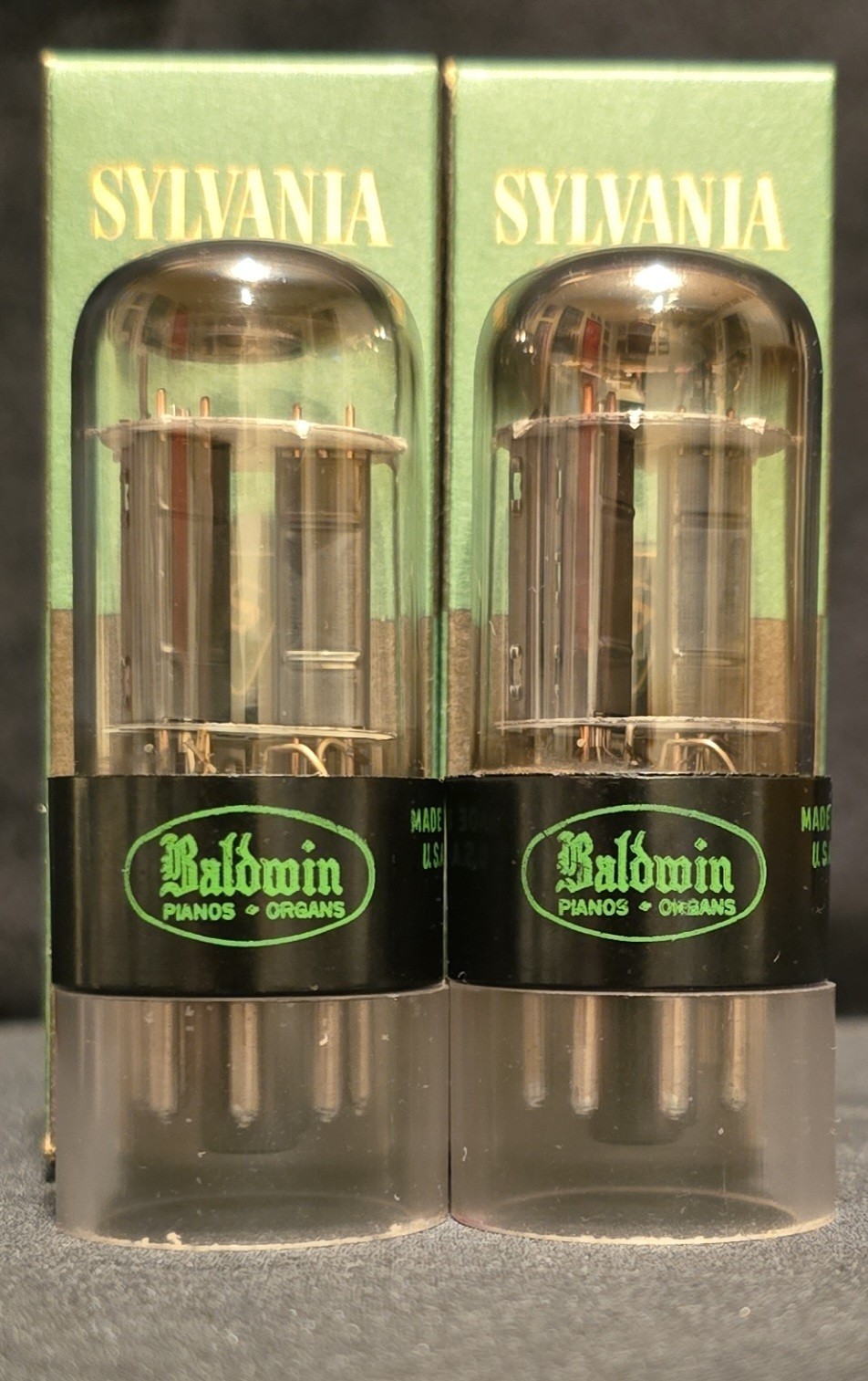 SYLVANIA 6SN7 GTB TUBE 1959 CHROME TOPPED HALO BLACK PLATES MATCHING SET
