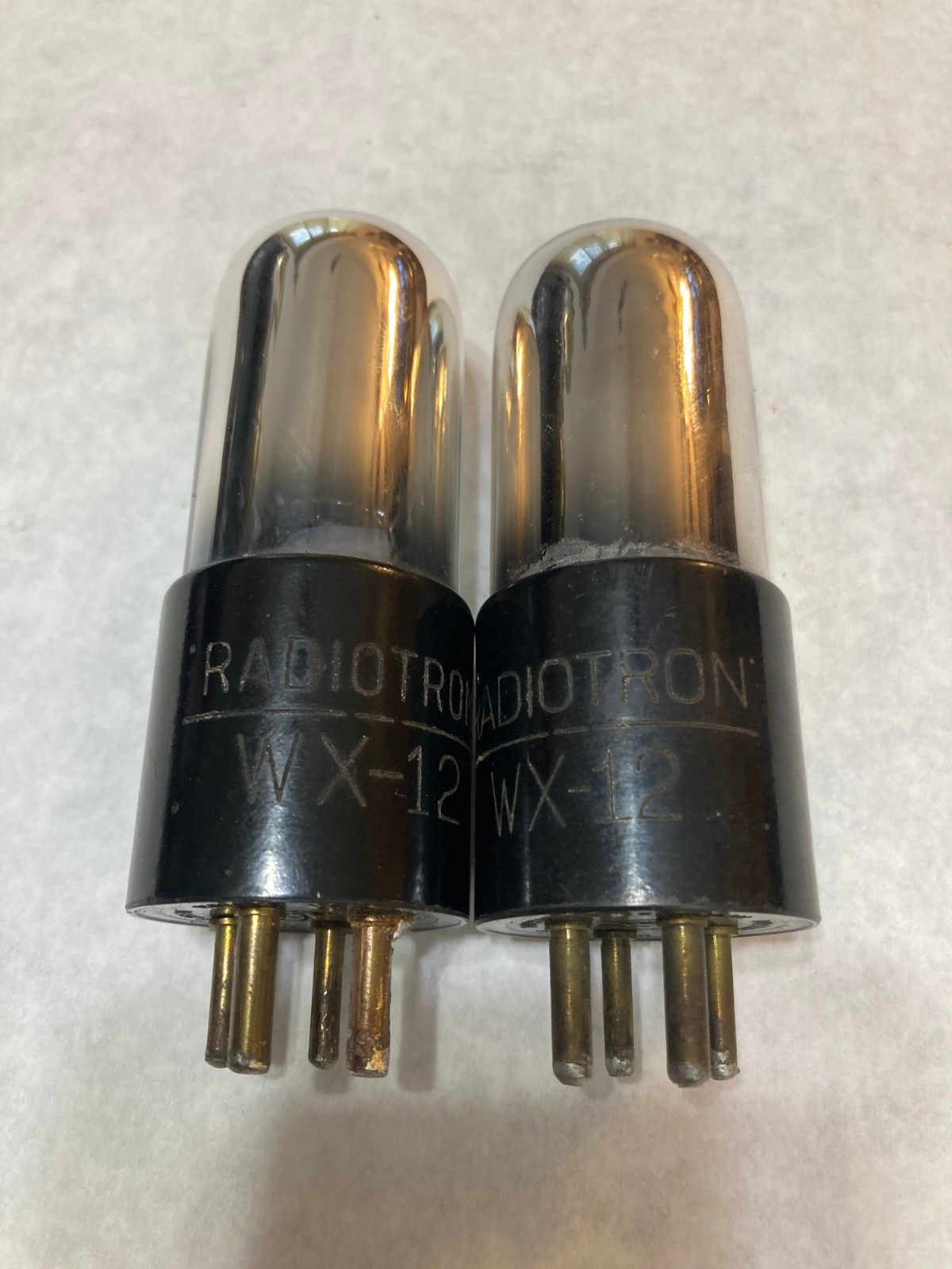2 RCA RADIOTRON WX-12 RADIO VACUUM TUBES, GOOD FILAMENTS