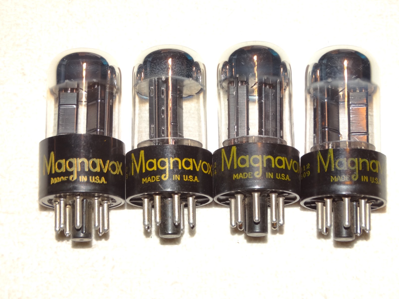 4 x 6SN7gtb Sylvania/Magnavox Tubes*Chrome Dome*Very Strong Quad*1950s*#22