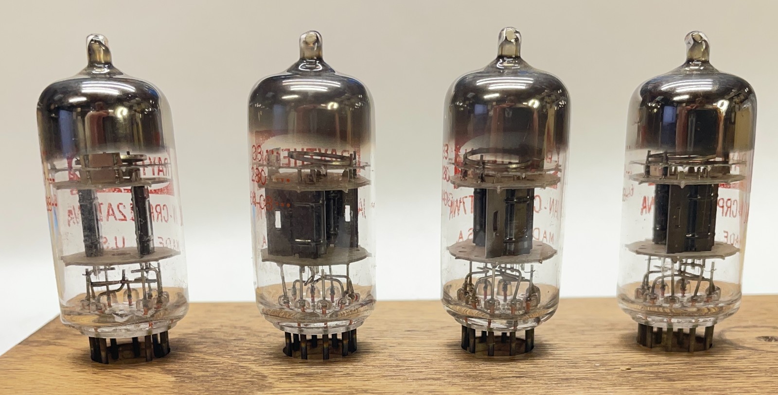 Vacuum tubes, JAN-CRP-12AT7WA Raytheon, Set of 4, Black Plates,