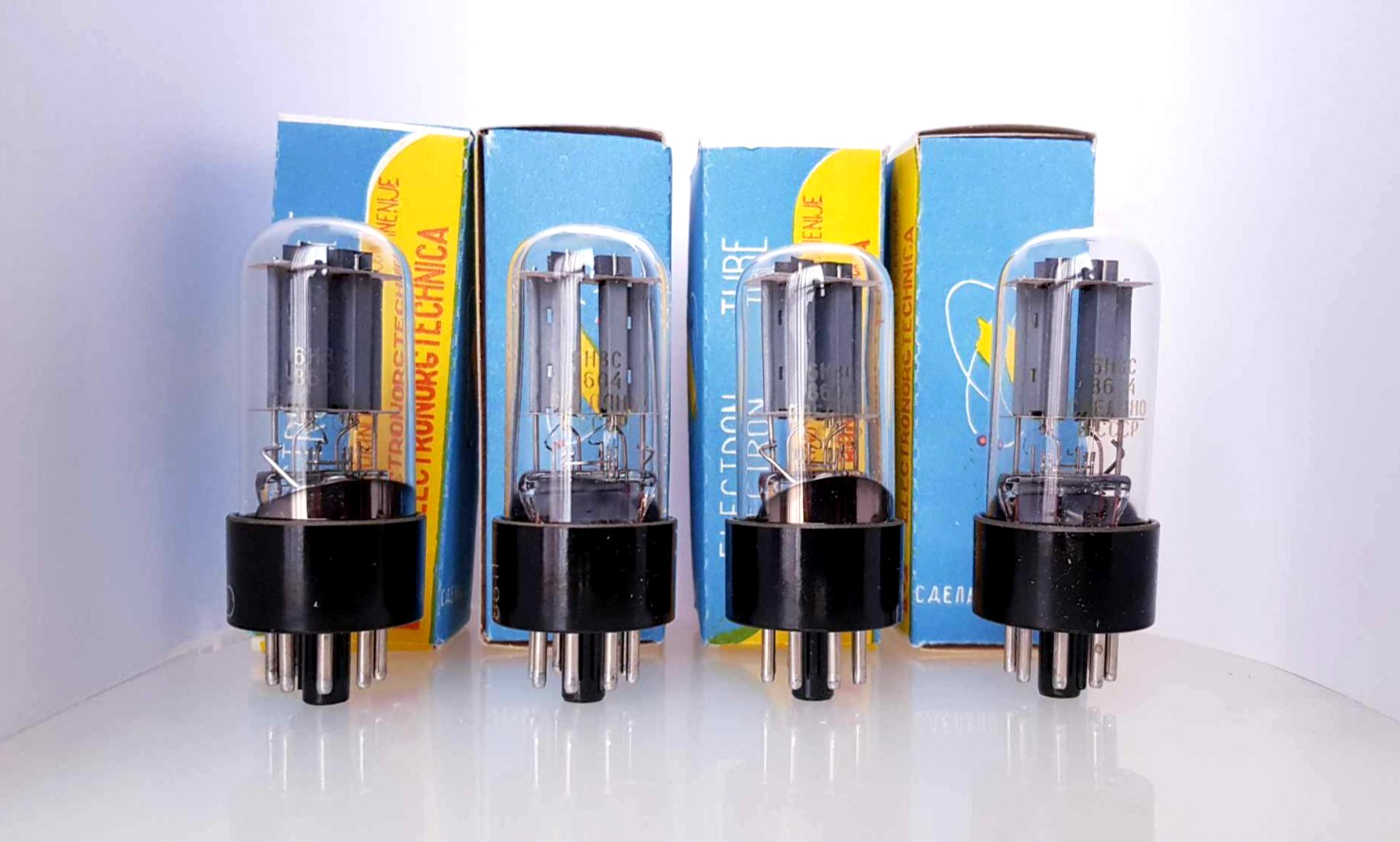4 x 6N8S MATCHED QUAD 1986y Double Triode Tubes 6SN7, 1578, ECC32 NEW BOX