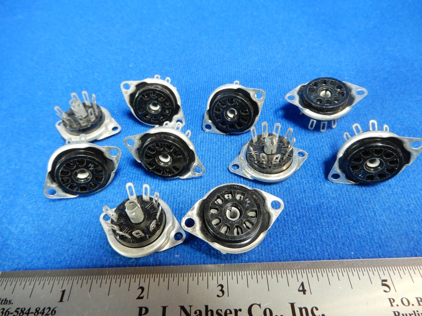 Bottom Mount 9 Pin Vacuum Tube Sockets Great Quality Qty 10 NOS 1 1/8″ Btwn Cntr