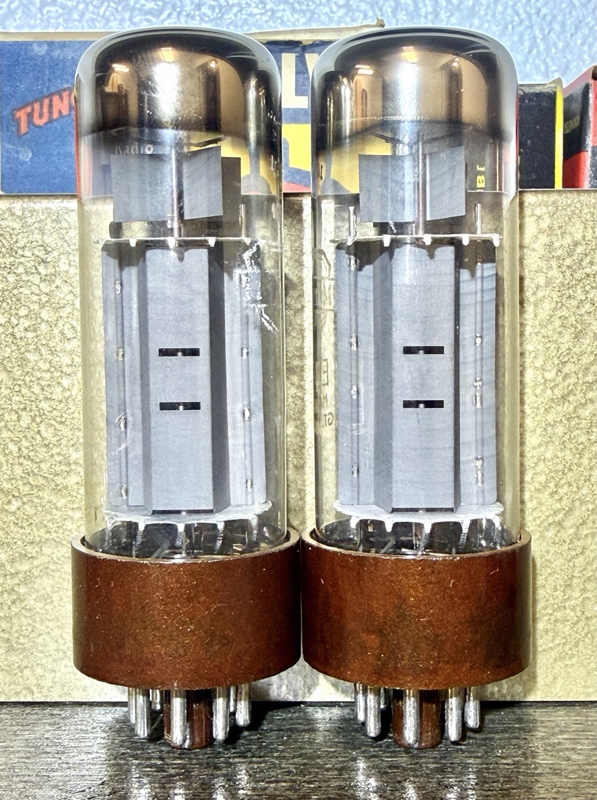 RARE 1958 1st Issue Pair Mullard xf1 EL34 Tubes TV7 Tested & All Matched Codes