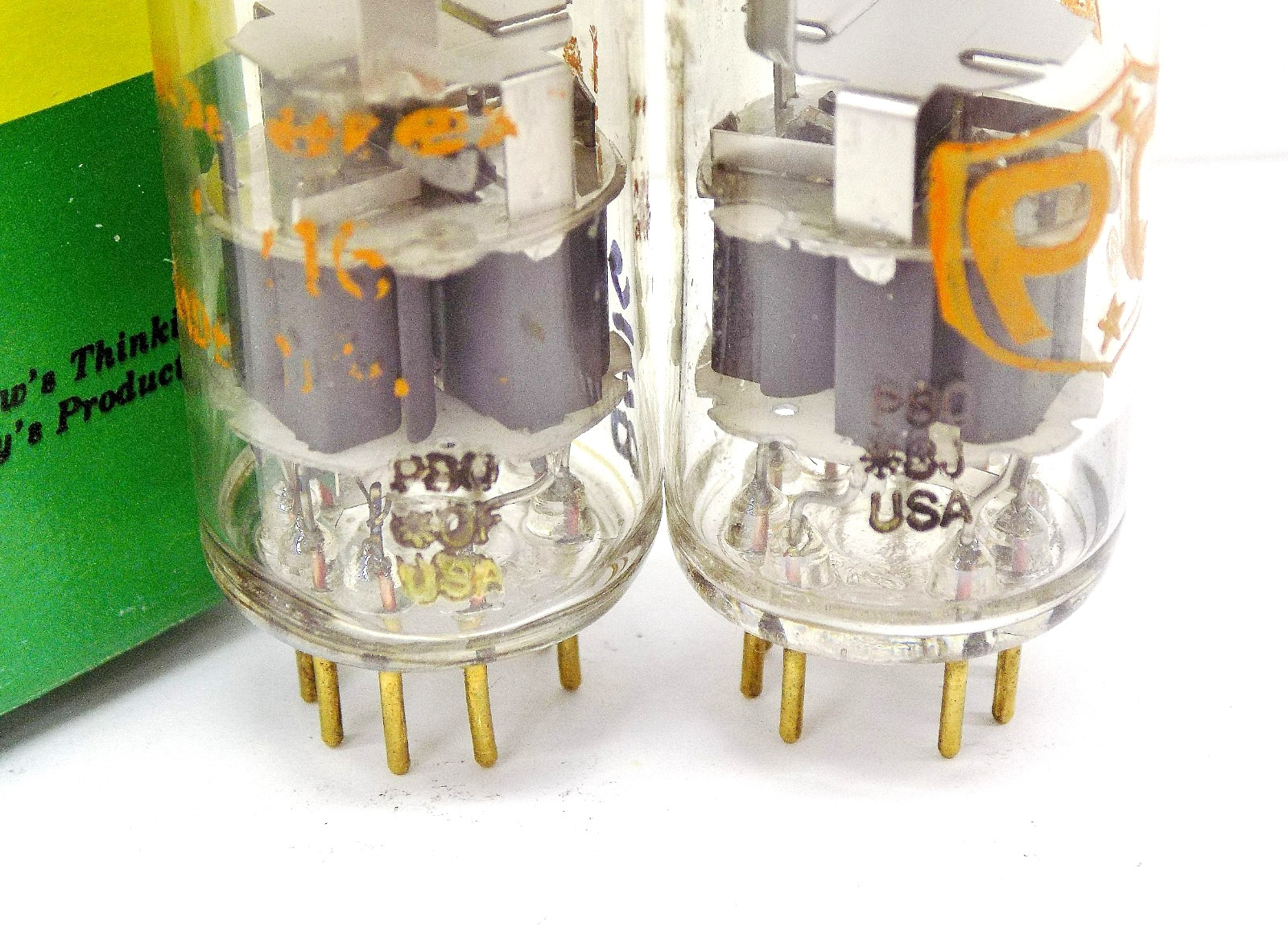 Nice Tested Pair of Vintage Amperex (USA) 8416 “PQ” Gold Pin Audio Vacuum Tubes