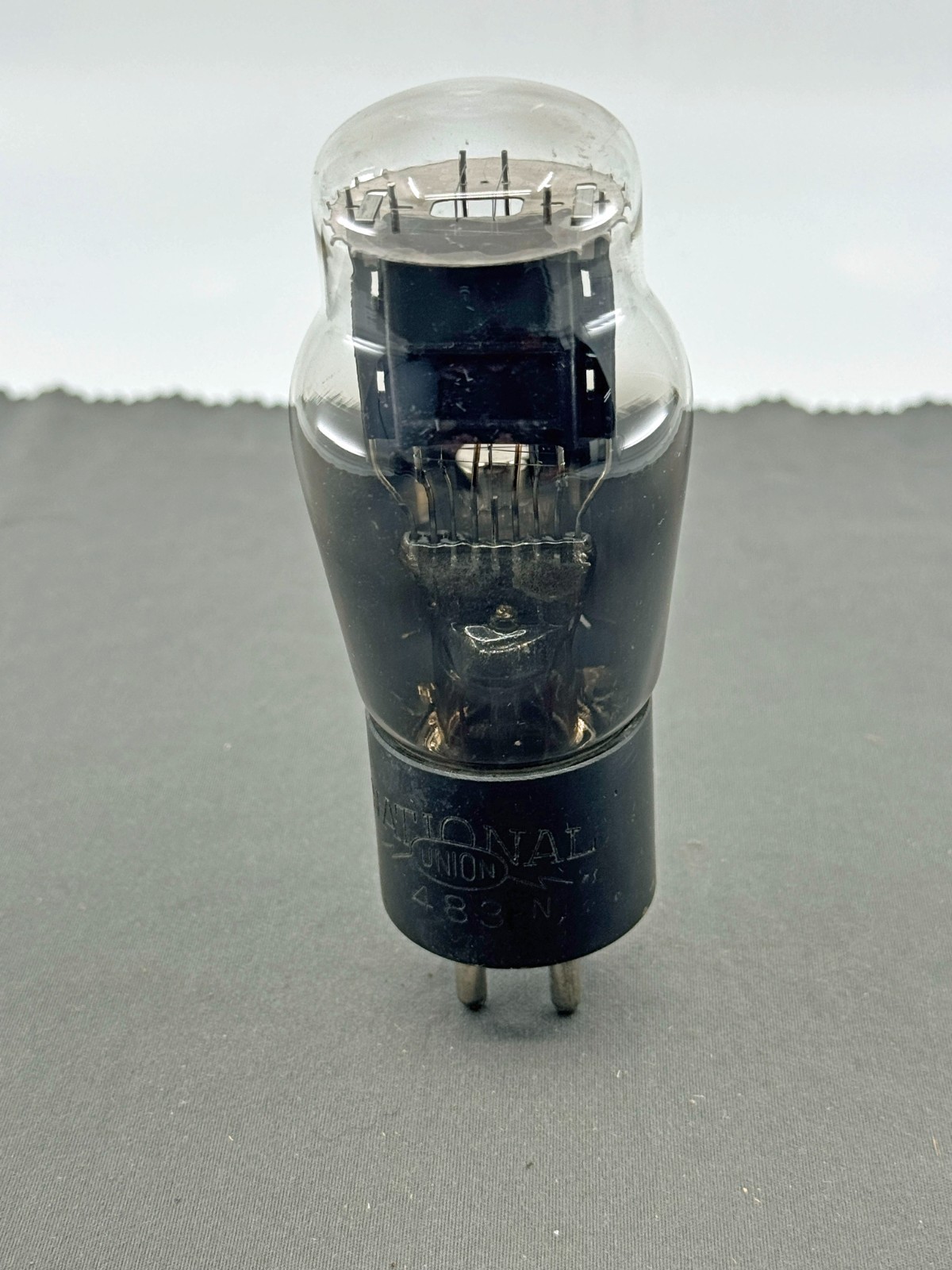 (1) Rare National Union 483 Power Triode Black Plate Engraved Base Tests Strong