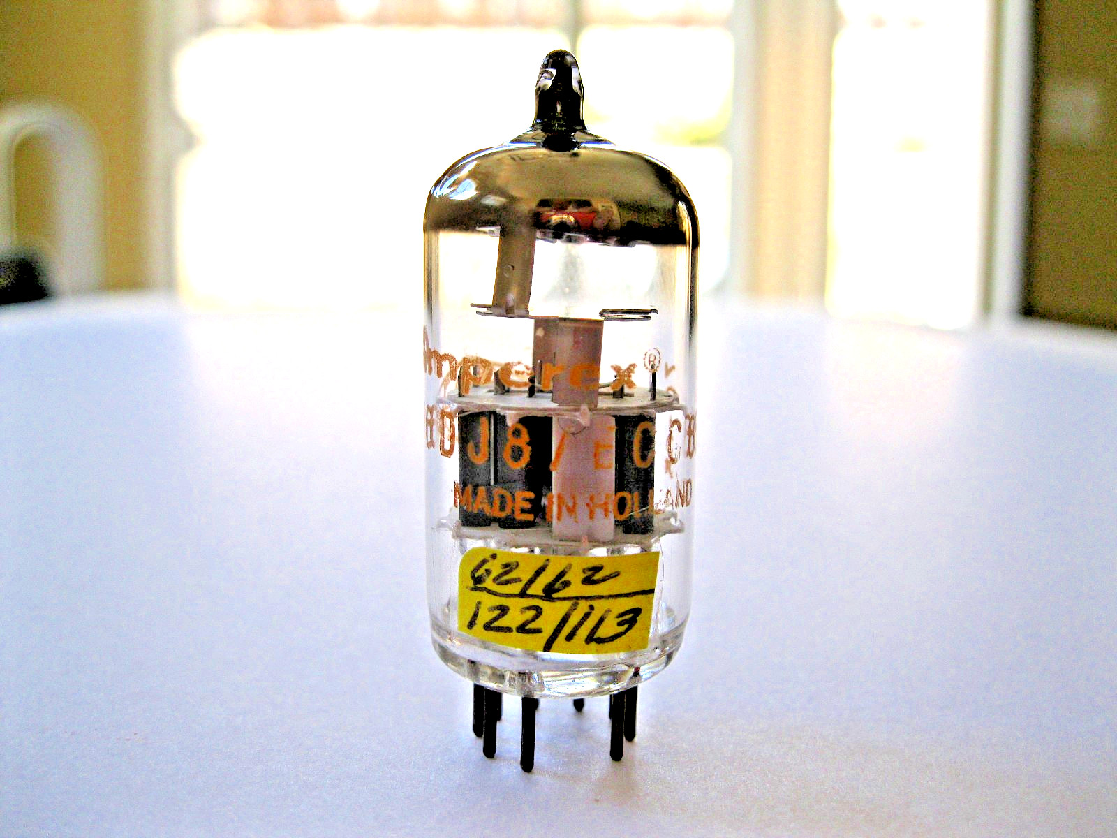 AMPEREX 6DJ8/ECC88 VACUUM TUBE GRAY PLATE MADE IN HOLLAND TV-7 TESTED NEW.