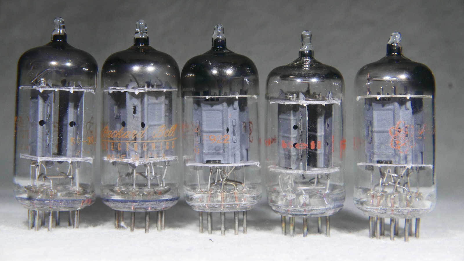 Five (5) RCA/GE (HP Label) 7025/12AX7/ECC83 Long Gray Plate USA